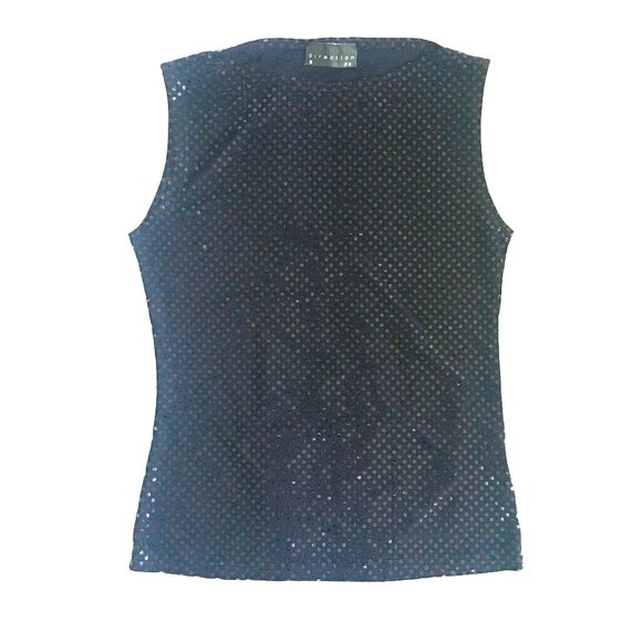 Women's Dark Blue Sequined Sleeveless Top, Size Extra Small - Picture 1 of 3